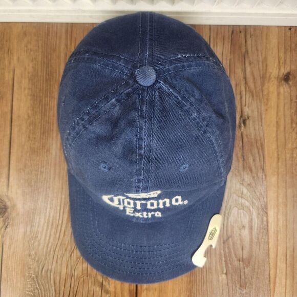 Corona Extra Bottle Opener Strapback Hat Cap Blue Canvas Cerveza Beer Crown 2008 - Picture 7 of 12